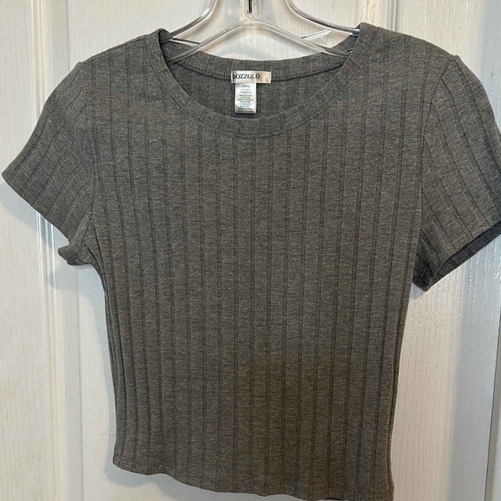 Women's Gray Ribbed Top